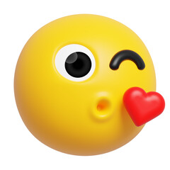 Face Blowing a Kiss Emoji 3D