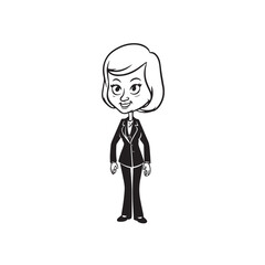 Old woman in formal clothes black and white vector illustration simple minimalist portrait design