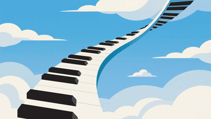 Illustration Of A Ladder To The Sky Made Of Piano Nuts Vector Design Template © BedRoses
