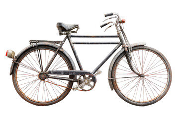 Vintage bicycle, dark frame, rusty wheels