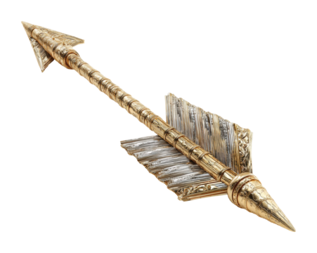 Historic arrow sculpture displayed in gallery elegant design isolated on transparent background