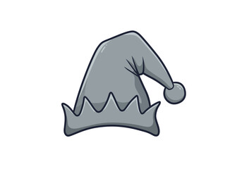 Gray Elf Hat Illustration for Christmas and Fantasy Themes.