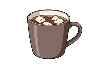 Hot Chocolate with Marshmallows in a Brown Mug.