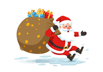 Santa Claus Carrying a Sack Full of Gifts on Christmas.