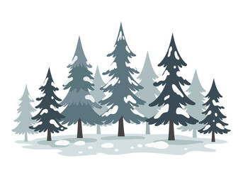 Obraz premium Winter Forest Scene with Snow Covered Evergreen Trees.