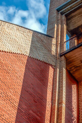 Fragment of the Methodist church building on an autumn day