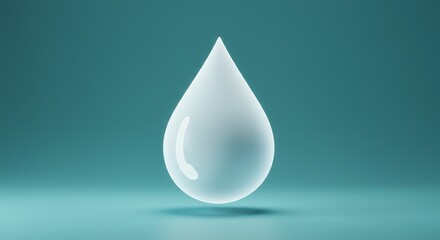 Fototapeta premium 3D Water Drop Eco Symbol on Aqua Gradient
