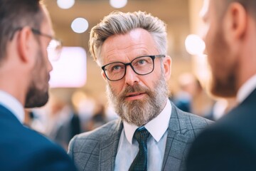 A professional cheerfully engages with a client, highlighting a positive business relationship. The setting reflects trust and effective customer interaction.