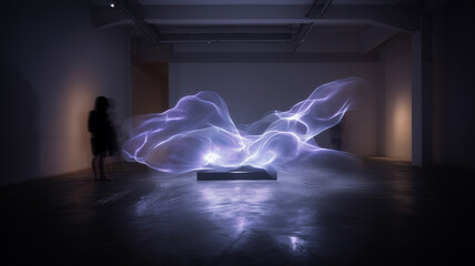 Light sculpture installation with ethereal glow