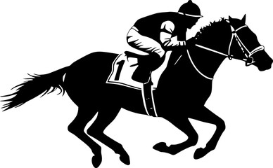 Fototapeta premium RACING HORSE JOCKEY SILHOUETTE 