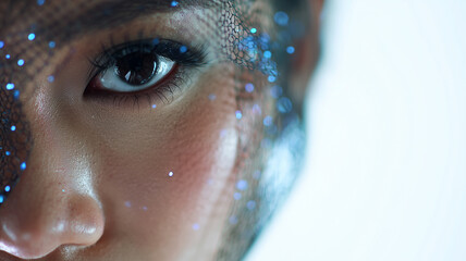 Close up eye with digital overlay effect