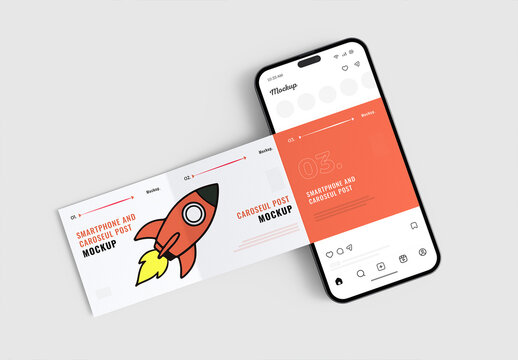 Smartphone and Carousel Post Mockup