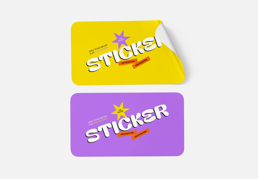 Rectangular Stickers Mockup