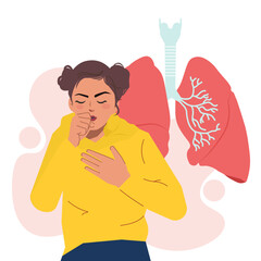 woman coughing with lung