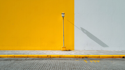 Yellow and white walls with street lamp