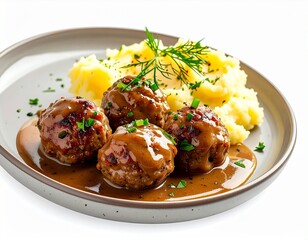 Delicious Meatballs with Creamy Gravy and Mashed Potatoes
