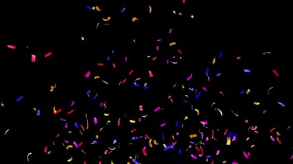 3D animation of exploding confetti Isolated background. Confetti Explosion on Green Screen. Colorful сonfetti explosion on a black backgrounds. alpha channel - Powered by Adobe