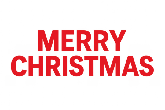 Merry christmas red lettering over transparent background