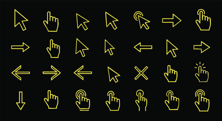 Dynamic cursor and click icons collection for modern digital interfaces and web design