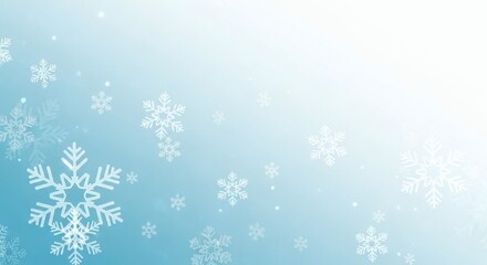 Soft Blue Winter Snowflakes Background, Elegant Cold Season Decoration, Gentle Falling Snowflakes
