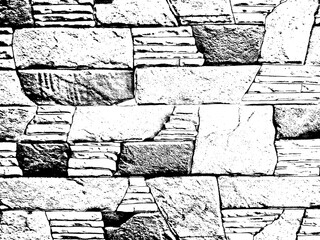 Grunge Brick Wall Texture Overlay, Dirty Old Brick Wall Grunge Overlay, Distressed Brick Wall Texture, Black and White Brick Texture on Transparent Background