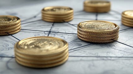 Close-up of various coins stacked together highlighting financial investment in the digital currency sector