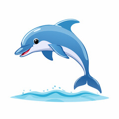 Joyful aquatic mammal soaring, a vibrant vector illustration capturing a playful dolphin's leap with smooth curves and a clean background
