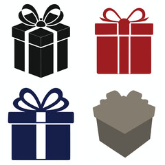 Four colorful gift boxes with ribbons and bows isolated on a white background representing celebration and giving