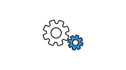 Gears and cogs rotation animated on white background. 4K stock video.