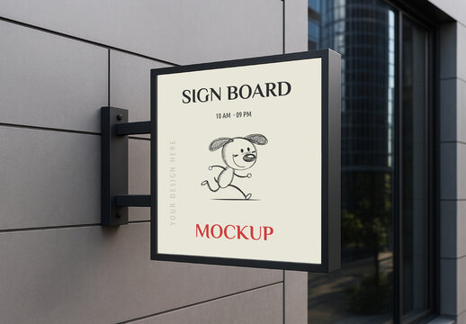 Wall Hanging Signboard Mockup