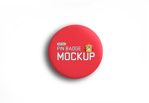 Circle Round Pin Badge Mockup Template
