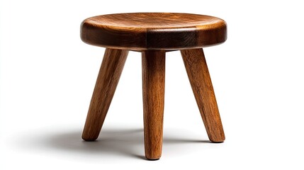 Simple wooden stool, round top, three legs