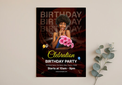 Elegant Birthday Party Celebration & Invitation Flyer Template