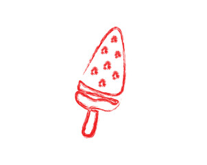 Ice cream popsicle outline paint drawing illustration. Brush painting of Ice cream.