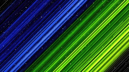 Diagonal vibrant lines in blue and green, speckled with light