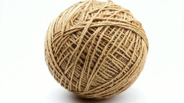 Ball of natural jute twine isolated on white