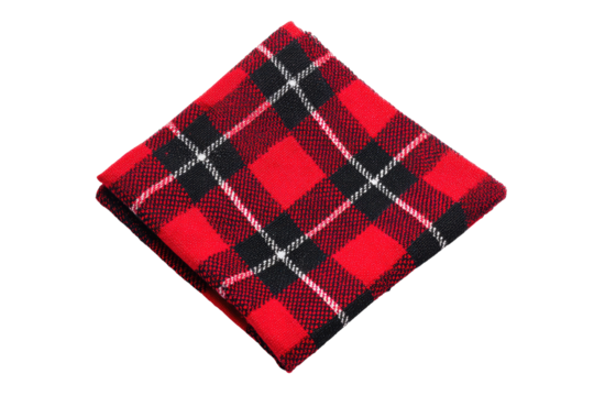 Folded red and black plaid fabric