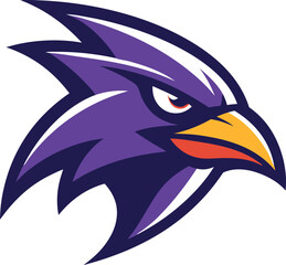 Naklejka premium Aggressive purple bird head mascot logo vector scalable illustration eps for gaming and sports