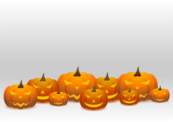 Orange Halloween pumpkins abstract background. Vector Jack O Lantern holiday design