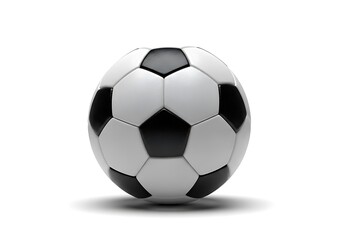 Classic Black and White Soccer Ball Isolated on a Clean White Background with Subtle Shadow