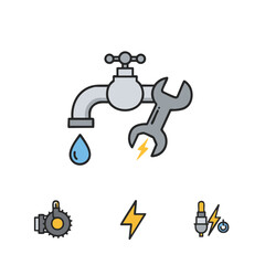 Illustrative line icons showcasing essential repair and maintenance services for homes and vehicles, including plumbing, electrical, and mechanical solutions.