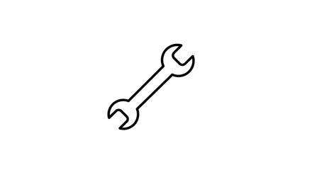 A simple black line art icon of a double open-ended wrench isolated on a plain white background.