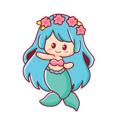 cute cartoon character kawai mermaid for kids element vector