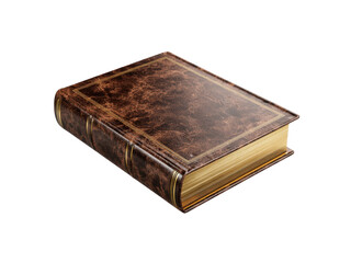 Antique leather bound book with gilded pages and embossed cover brown gold