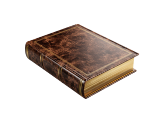 Antique leather bound book with gilded pages and embossed cover brown gold