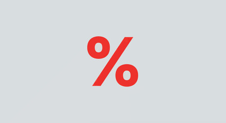 A large, bold, red percentage sign is displayed prominently against a plain, light gray background.