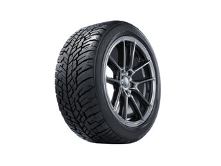 Obraz premium Black rubber tire with silver alloy wheel image