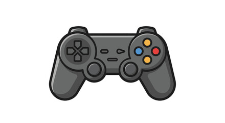 Illustration of a modern gray game controller with buttons and directional pad.
