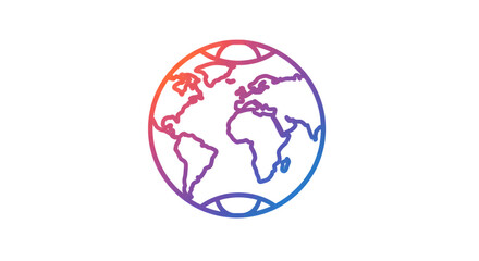 Obraz premium Stylized outline of the Earth globe showing continents with a vibrant gradient color.