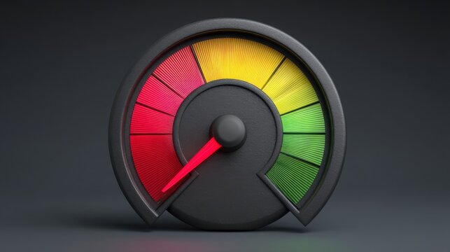 Speedometer gauge measuring portfolio stress level meter with conceptual design for financial performance assessment